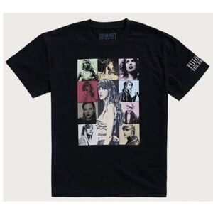 Taylor Swift Size Large The Eras Tour US Locations Black Short Sleeve Cotton Tee